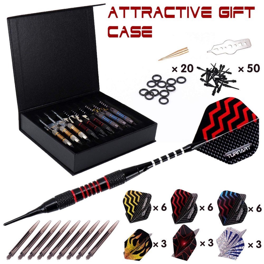 Professional Soft Tip Darts Set for Electronic Dartboard – 9 Pcs, 50 Tips, Case