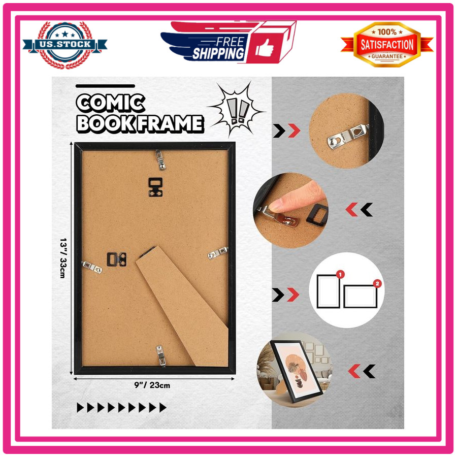 Geetery 16 Pack Comic Book Frames UV Protection Wall or Tabletop Display