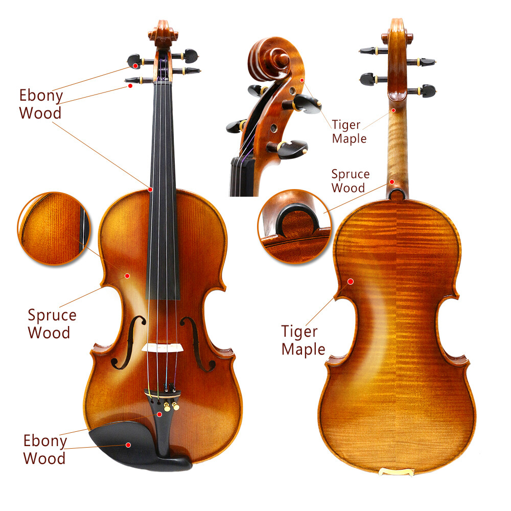 Master 4/4 Flamed Maple Handcrafted Violin With Premium Ebony Hardware And Case