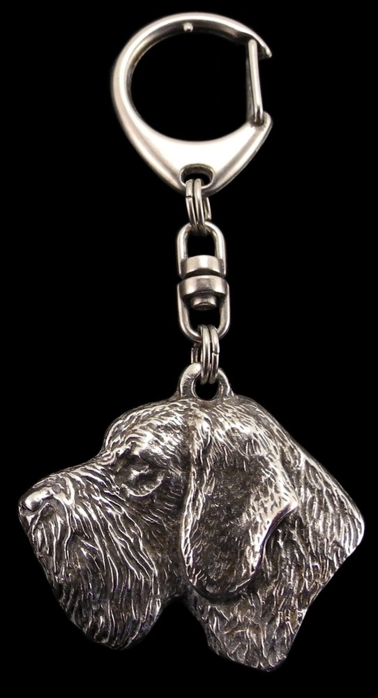 German Wirehaired Pointer - Silver-plated key ring with a dog in a gift box, han