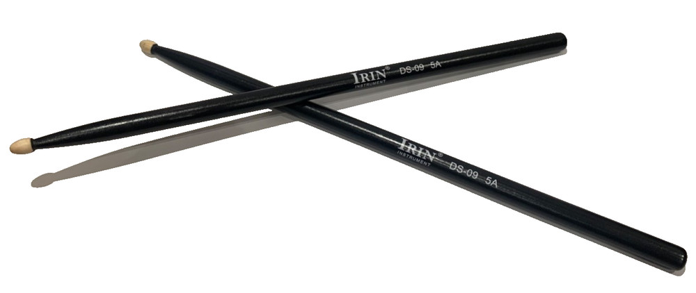 Black Drum Sticks 5A Solid Wood Pair Maple Wood Drumsticks Percussion - 40.5cm x
