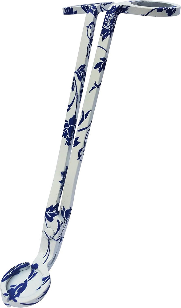 Wick Trimmer with Ornate Blue and White Nature Pattern by
