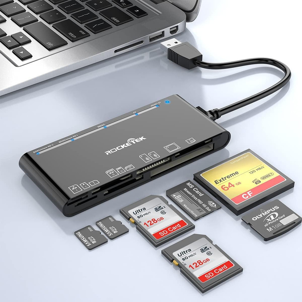 USB 3.0 SD Card Reader, 7-In-1 Multi Memory Card Reader for SD SDXC SDHC Micro S