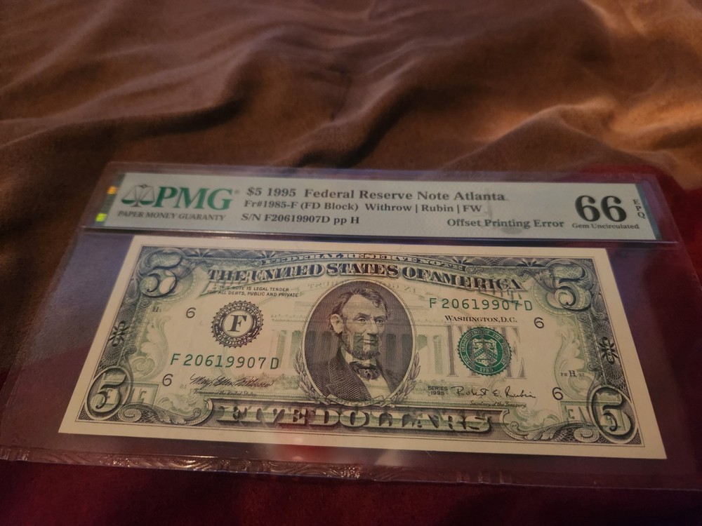 $5 1995 Offset Printing Error