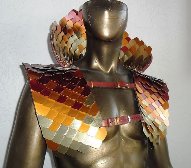 "The Phoenix" shield scale collar and shoulder armor hand-made