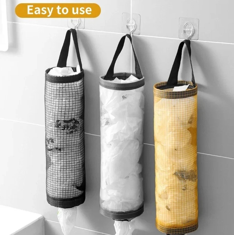 3PCS Wall Mount Plastic Bag Holder Dispenser Hanging Garbage Organizer - NEW