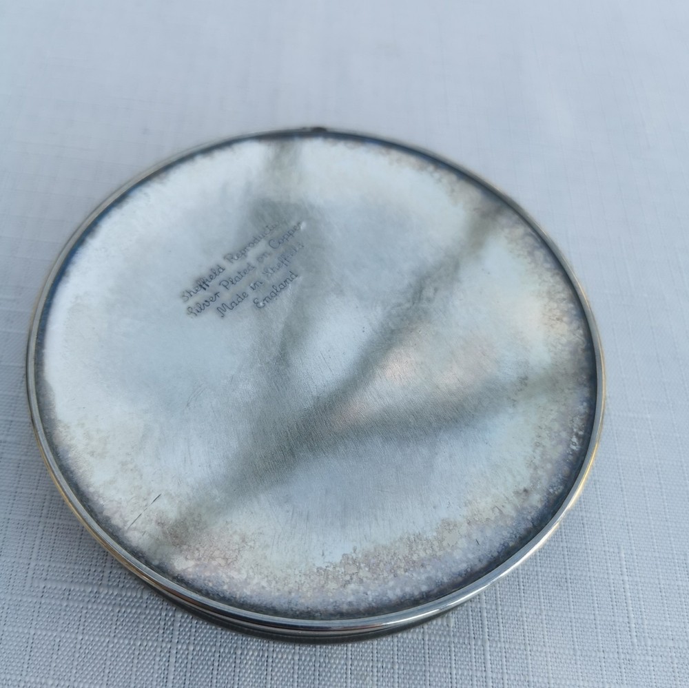 Vintage Silver Plate On Copper Coaster Pattern 10cm Sheffield