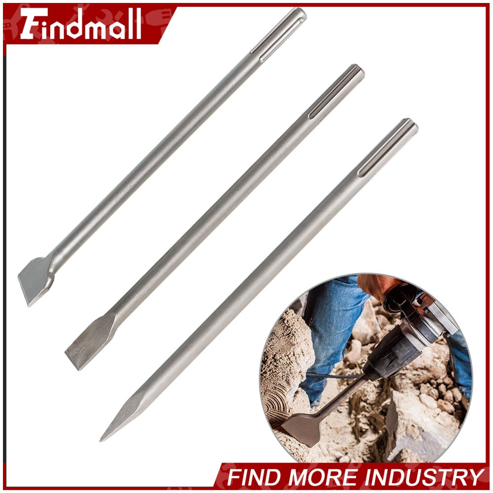 Findmall 3 Pack SDS Max Chisel Rotary Hammer Drill Chisel Bits Set For Drilling