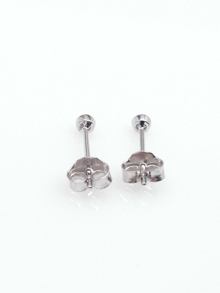 Silver Plated Tiny Bezel Cz Solitaire Stud Earrings 2mm Lab-Created