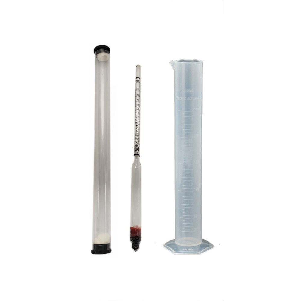 Alcohol Tralle Scale Hydrometer Proof 200% Moonshine & Test Jar Tapper Combo SET