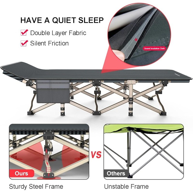 Portable Sleeping Cot Easy Setup Water Resistant Ergonomic Camping Travel Use