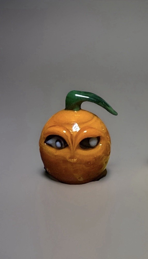 Evil Orange Face Bubble Cap. 25mm Borosilicate Glass