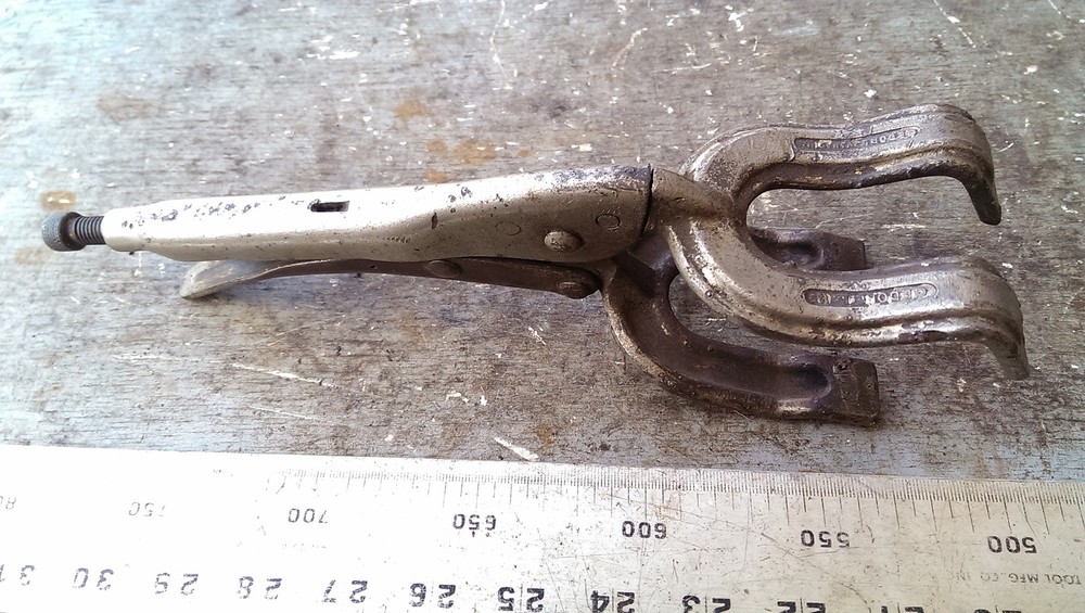 Gedore 10" vice grip locking clamp, wt twisted bent handle