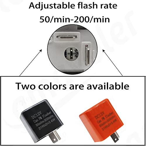12V 2Pin Flasher Relay Speed Adjustable Indicators LED Light Orange-2pcs