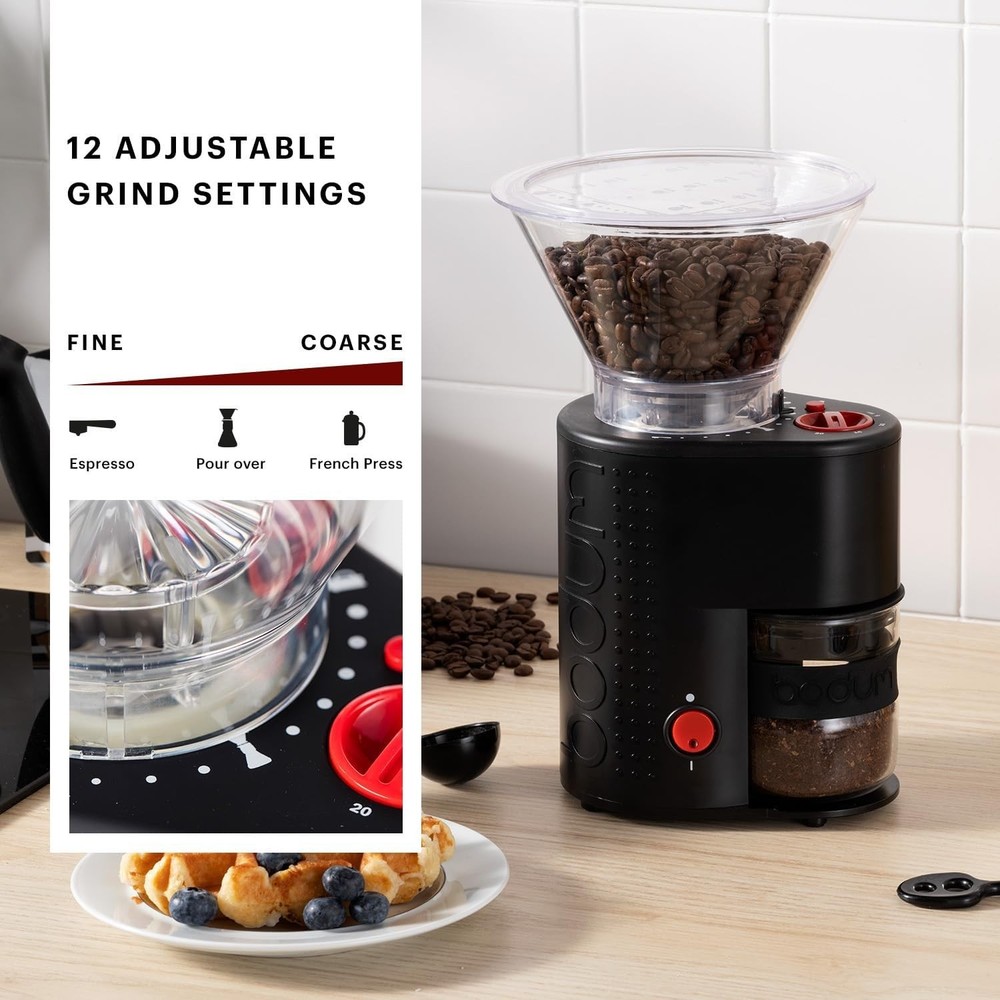 Burr Coffee Grinder, Preset Timer, 12 Grind Settings