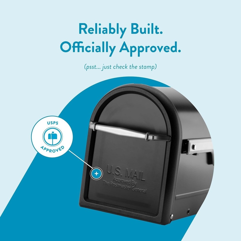 Chadwick Galvanized Steel Post Mount Mailbox, 8950B-10, Black, Medium Capacity