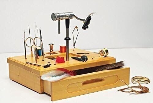 Wooden Fly Tying Station with Tools