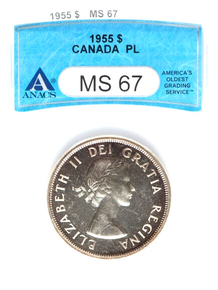 Canada 1955 Silver Dollar KM-54 ANACS MS67