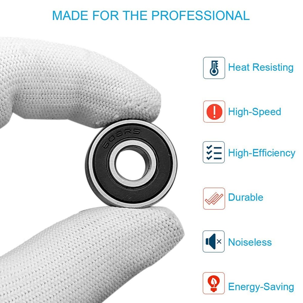 100 PCS 608-2RS Ball Bearing - Double Rubber Sealed Shielded Miniature Deep...
