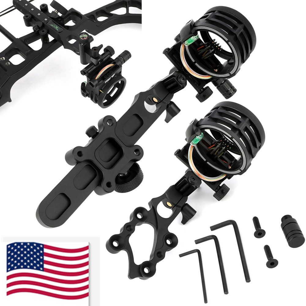 5 Pin Sight 0.019"Fiber Light Compound Bow Adaptor Adjustable Archery Hunt Shoot
