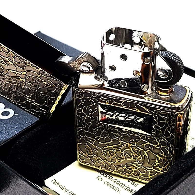 Zippo Three Side Leutor Brass oxidized Gold 5 Sided Processing Lighter Regular