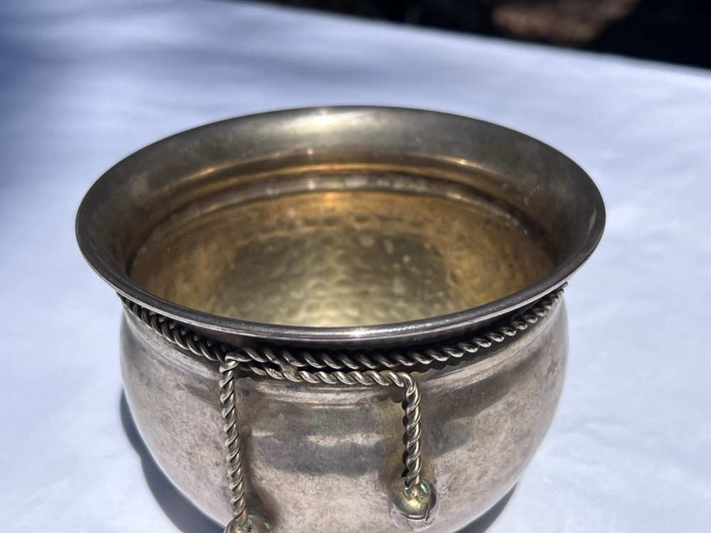 Vintage Hammered Silverplate Cachepot or Decorative Center Bowl