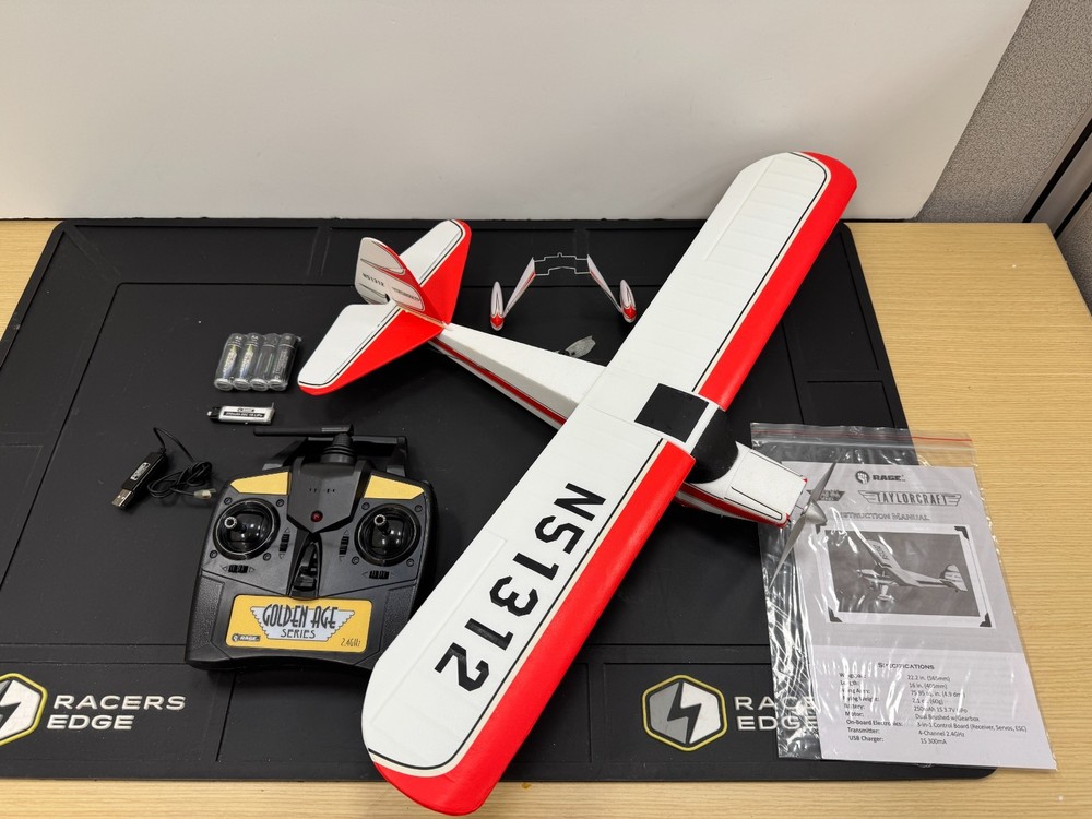 RGRA1113 Taylorcraft Golden Age Micro RTF Airplane Open package, and Fixed
