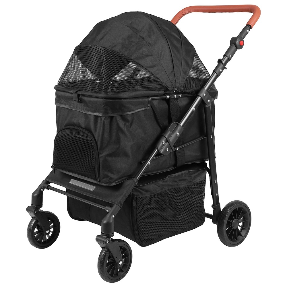 Pet Stroller Adjustable Handle Smooth-Ride Dog Stroller for Small & Medium Dogs