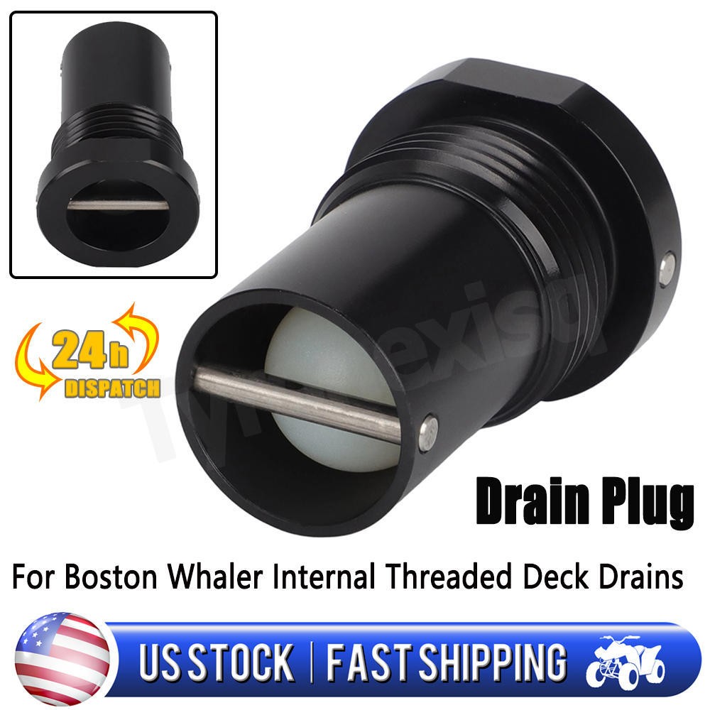 Self-Bailing Boat Drain Plug For Boston Whaler Inside Threaded Deck Drains Black