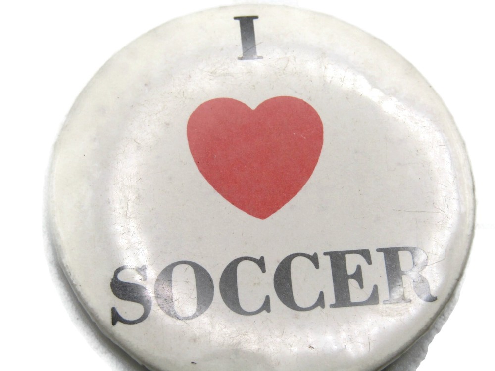 I Heart Soccer Button White Button