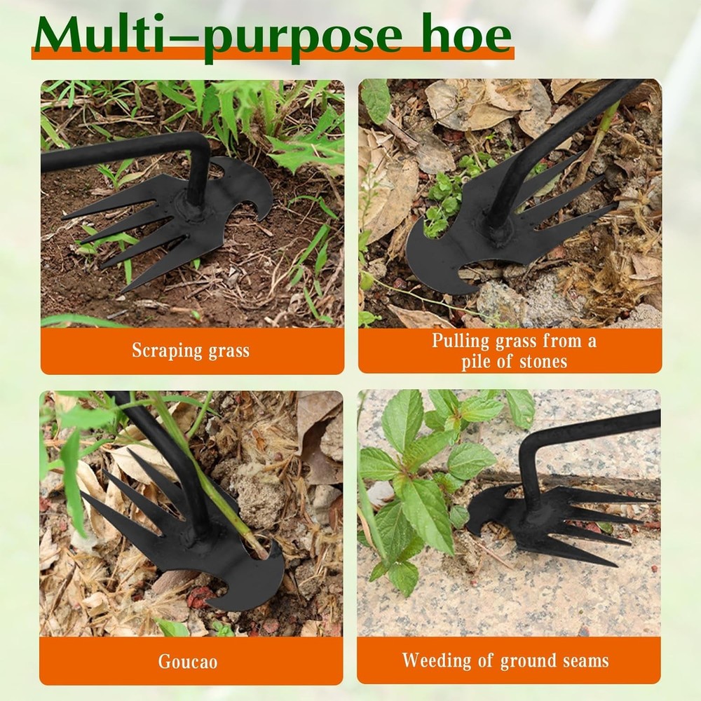 Weed Puller Tool Garden Weed Pulling Tool– 15.7” Portable Garden Weeder, 4 Teeth