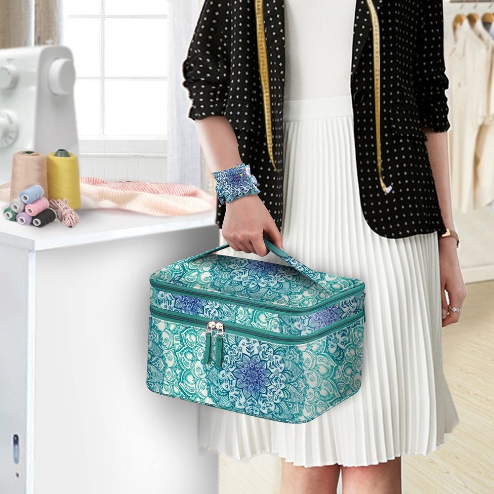FINPAC Sewing Accessories Storage and Organizer Case, Double-Layer Sewing Kit...