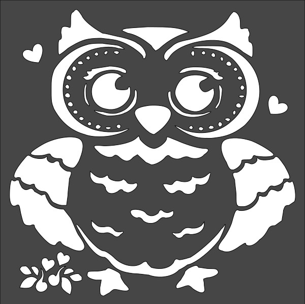 12"x12" Clear Plastic Stencil - Owl (MC57)*****