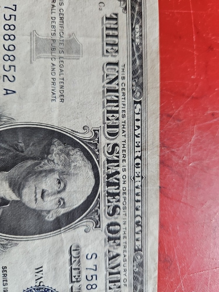 $1 1957B Silver Certificate OVER INKING ERROR !!
