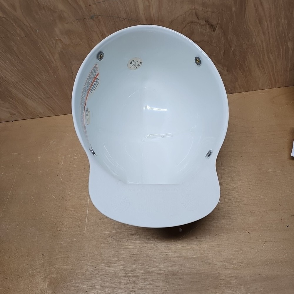 MSA LOW COAL VEIN COMFO-CAP HARD HAT WHITE STRIPED SHELL NEVER WORN XTRA STAZ-ON