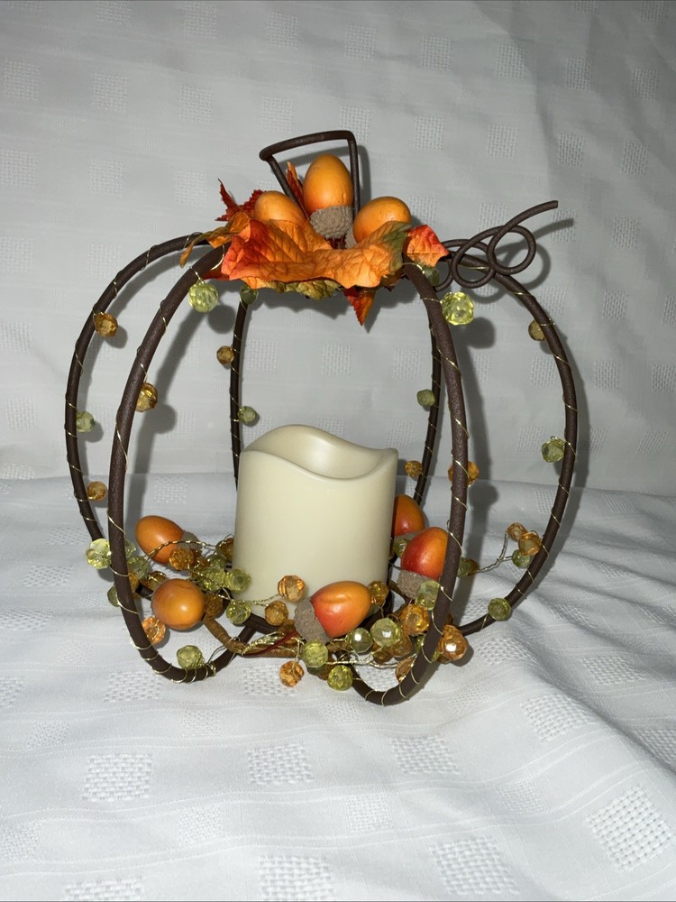 Metal Fall Decorated Pumpkin