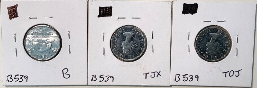 1953 Canada 5 Cents (x3)