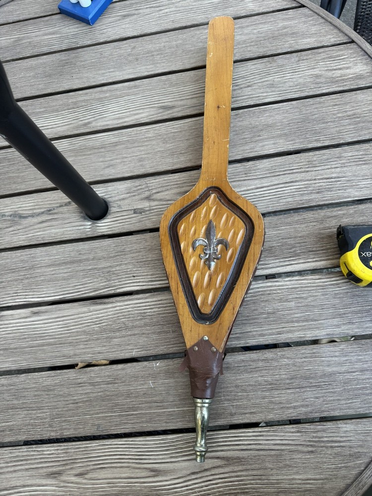Vintage Hand Bellows Bellower Fleur-de-lis Leather