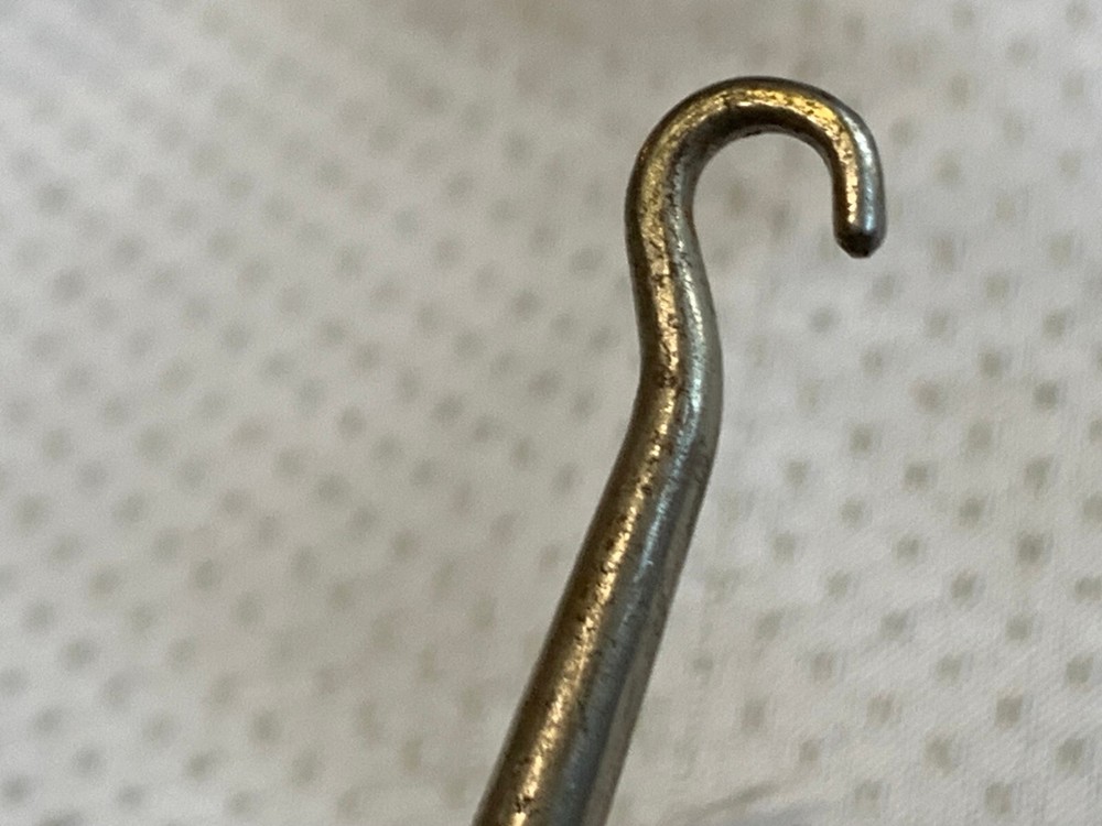 Antique Sterling Silver Handled Button Hook Lace Puller Floral Repousse Design