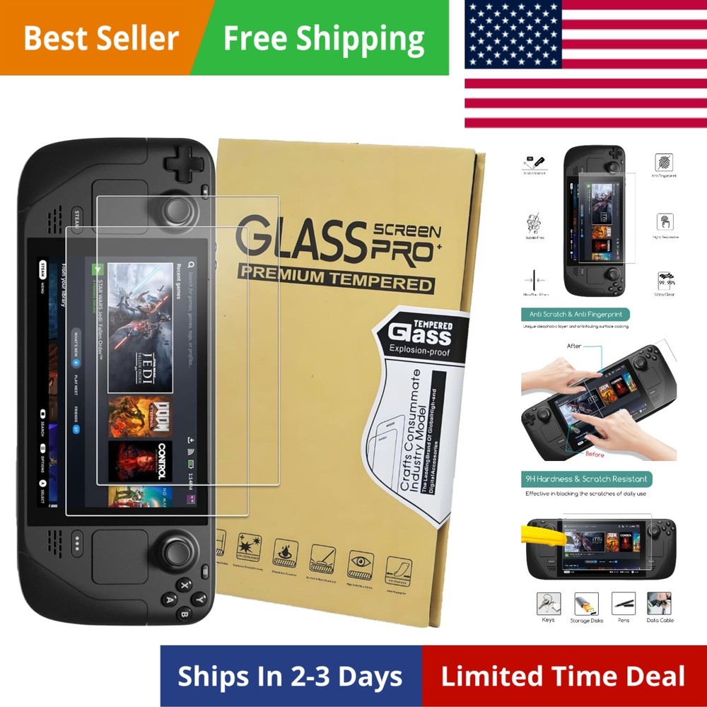 2 Pack] Tempered Glass Screen Protector Designed for Steam Deck OLED 7.4'' 20...