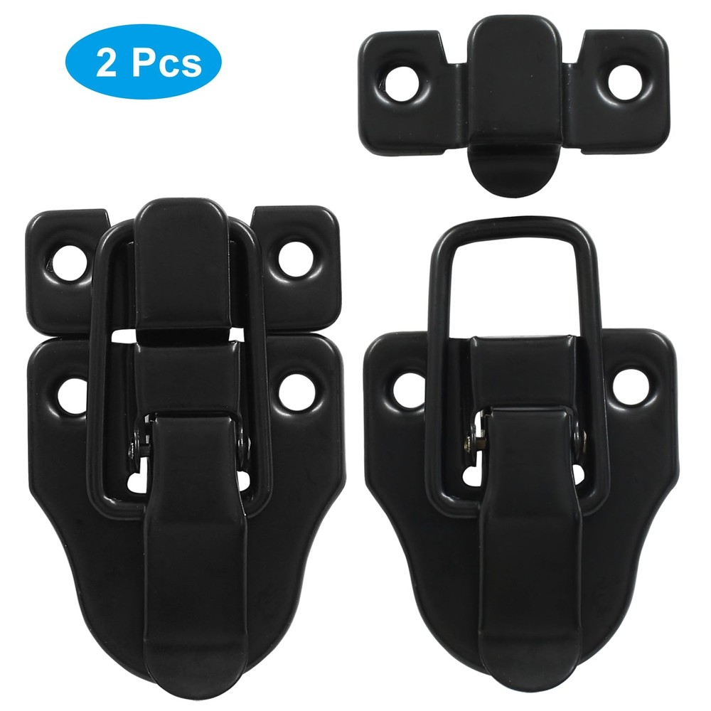 BokWin 2 Pcs Retro Style Duckbilled Hasp Latch Antique Toggle Black