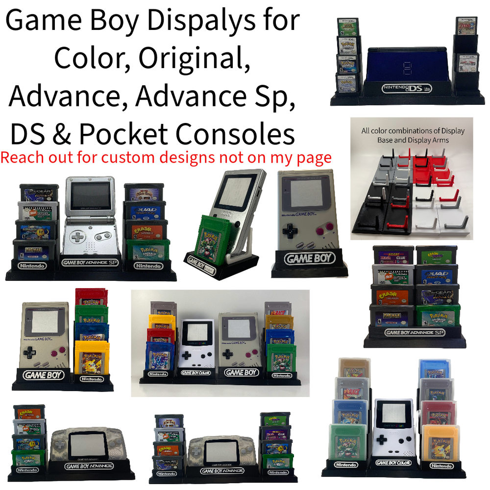 Game Boy Micro & 18 Game Cartridge's Display - DISPLAY ONLY (Customize Colors)