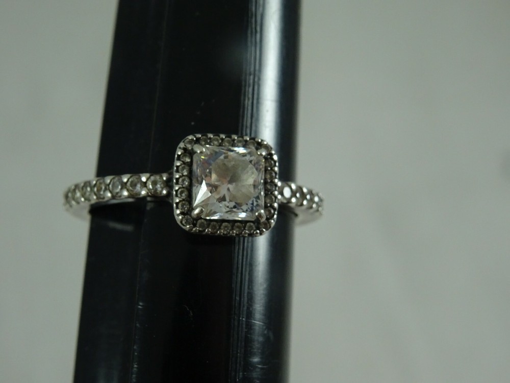 Pandora Timeless Elegance Square CZ Sterling Silver Cocktail Ring 54 Size 7