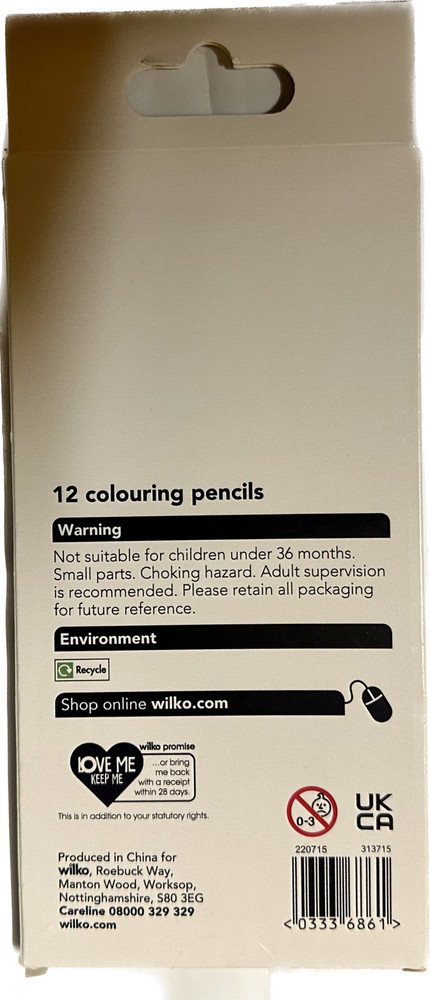 Wilko Colouring Pencils 12 New
