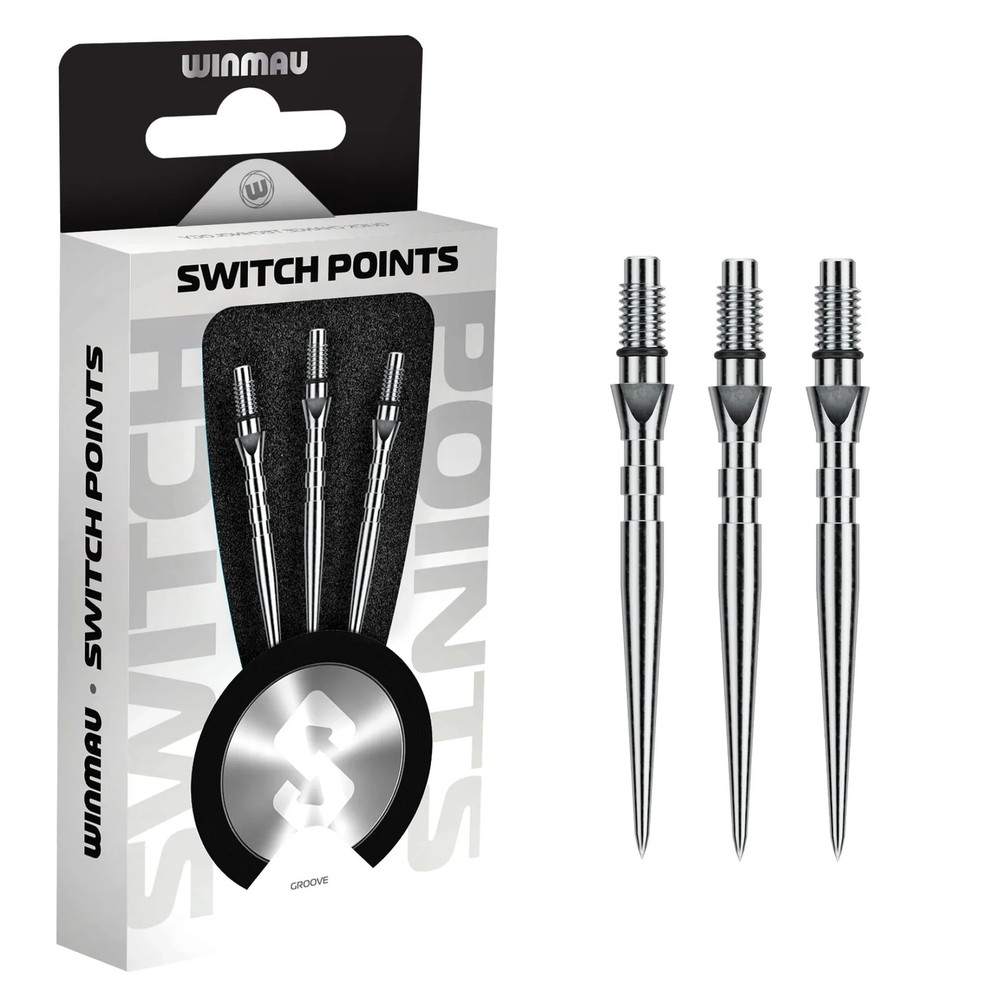 Winmau Switch Steel Tip Points - Grooved Silver 40mm