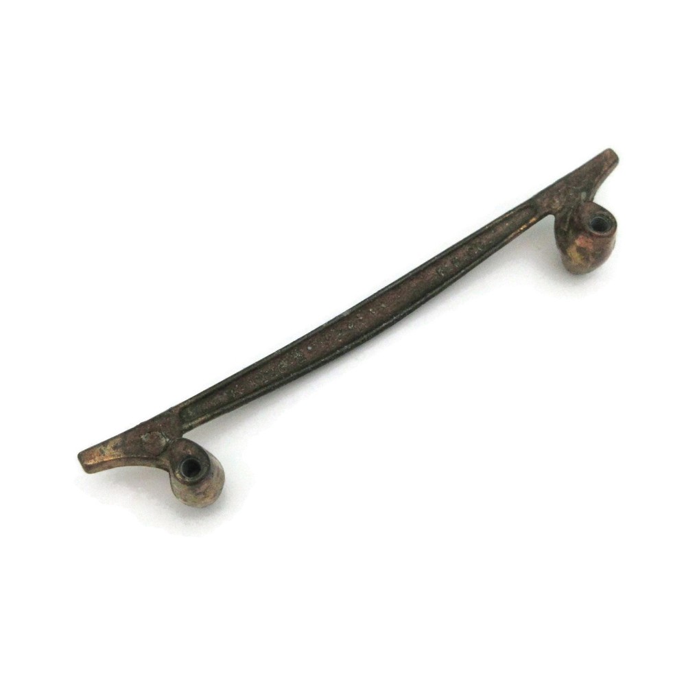 Vintage Drawer Pull 4" centers Atomic Handle MCM Aged Brass Tone LM13