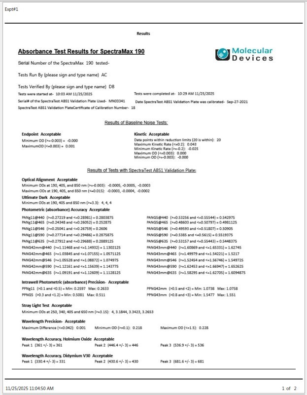 Molecular Devices SpectraMax 190 Absorbance Microplate Reader TESTED w/Warranty