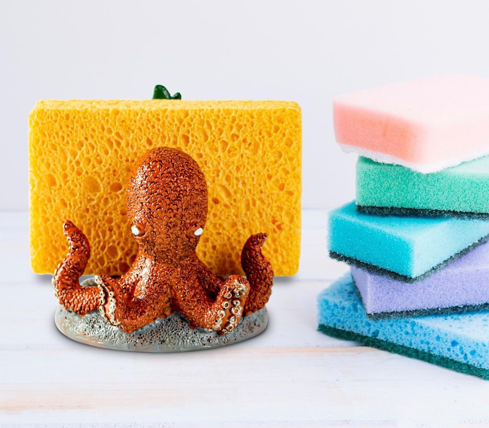Octopus Sponge Holder For Kitchen Sink Sponge Holder Cute Kitchen Sponge Hold...