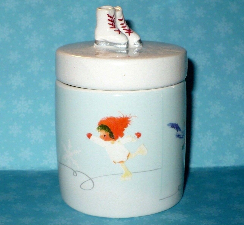 HALLMARK ICE SKATES SKATING CERAMIC TRINKET BOX