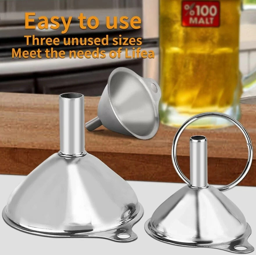 6 Pcs Stainless Steel Mini Funnels for Kitchen Use Large Tiny Small Funnel Set 3